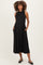 Black Ribbed Mock Neck Sleeveless Maternity Midi Dress