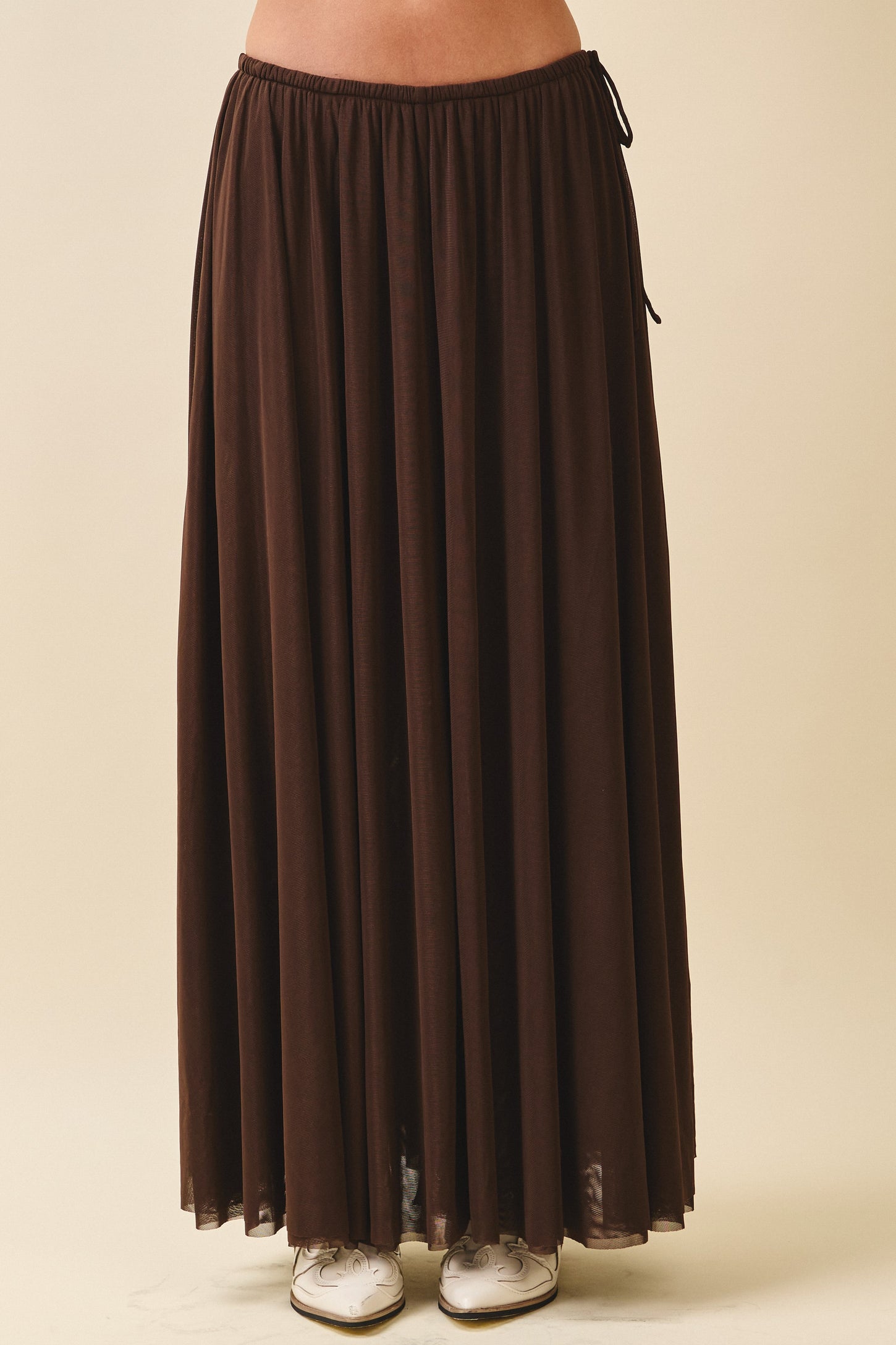 Chocolate Mesh Maxi Skirt