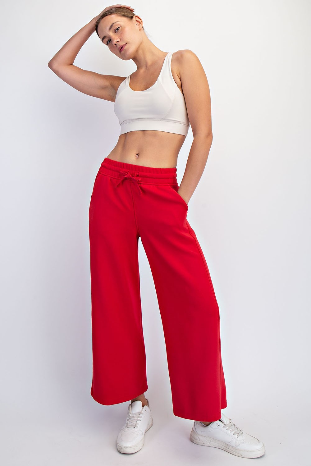 Red Ankle Wide Leg Maternity Lounge Pants