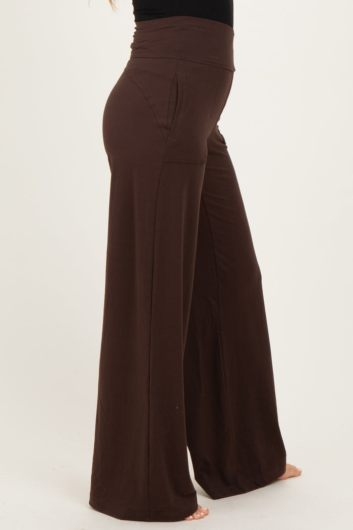 Espresso Crossover Waist Active Wide Leg Pant