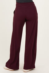 Wine Crossover Waist Active Wide Leg Pant