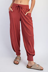 Brick Waffle Knit Raw Seam Joggers