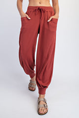 Brick Waffle Knit Raw Seam Joggers