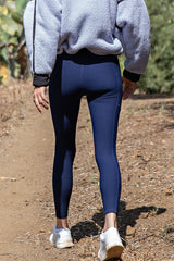 Navy Ribbed Active Legging