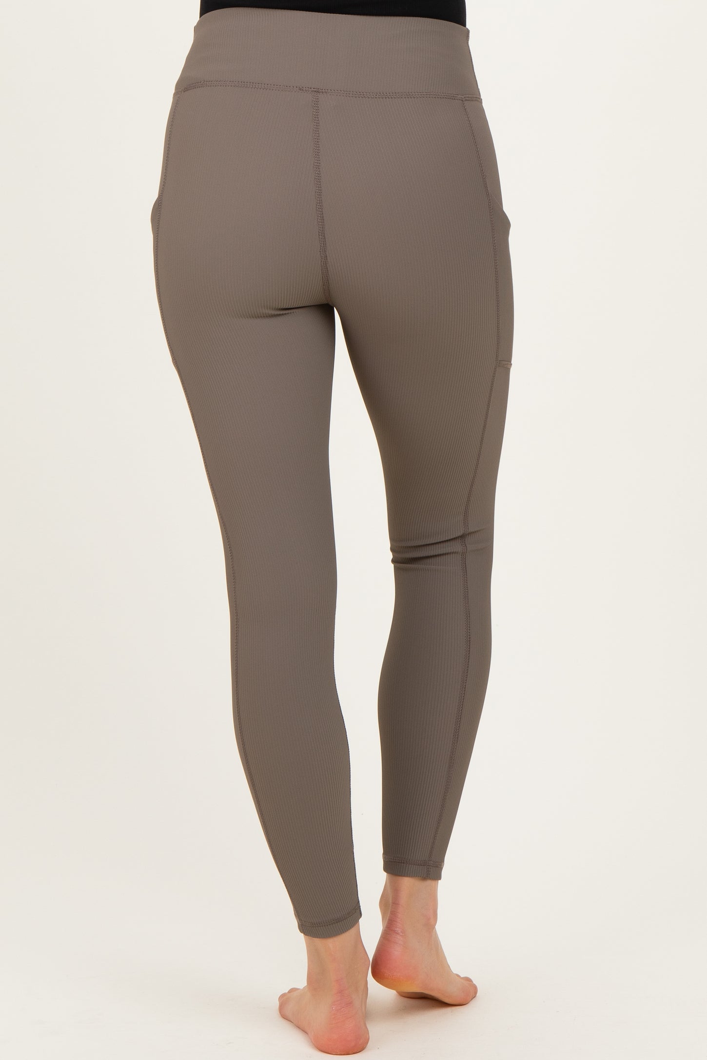 Mocha Ribbed Active Maternity Legging