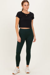 Forest Green Solid Basic Maternity Leggings