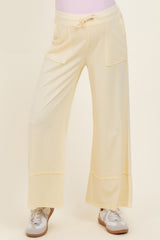 Yellow Mineral Wash Wide Leg Ankle Maternity Pants