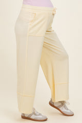 Yellow Mineral Wash Wide Leg Ankle Maternity Pants