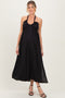 Black Halter Neck Side Slit Maternity Midi Dress