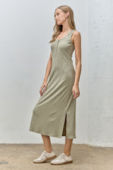 Sage Ribbed Knit Midi Tank Dress