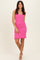 Pink Sleeveless Crochet Knit Mini Dress