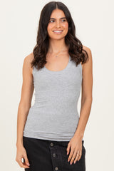Heather Grey Ribbed Scoop Neck Maternity Tank Top