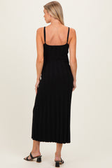 Black Rib Knit Sleeveless Maternity Maxi Dress