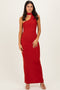 Brick Mesh Overlay Halter Maxi Dress