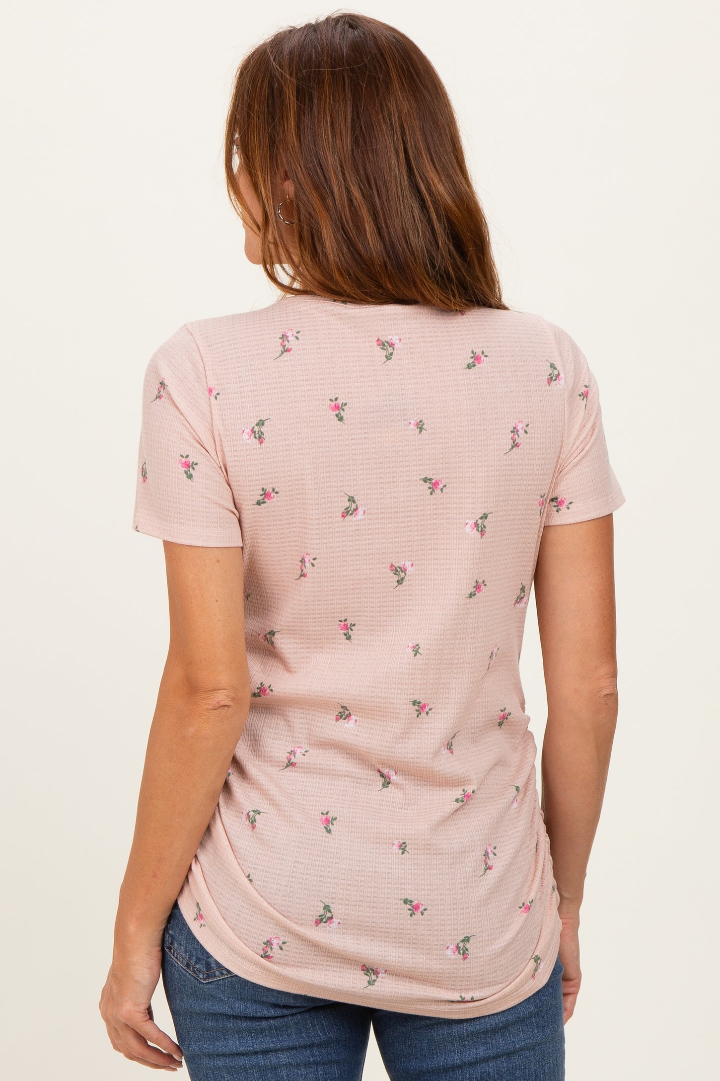Taupe Floral Wrap Fitted Nursing Top