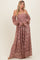 Mauve Lace Off Shoulder Long Sleeve Maxi Dress