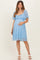 Light Blue Floral Lace Square Neck Ruffle Trim Maternity Maxi Dress