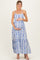Blue Printed Cutout Tie Back Maternity Maxi Dress