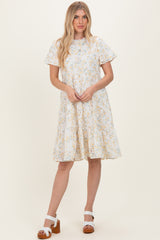 Ivory Floral Eyelet Lace Maternity Midi Dress
