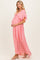 Pink Button Down Deep V-Neck Maternity Maxi Dress