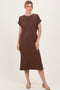 Brown Pocket Front Midi T-Shirt Dress