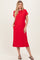 Red Pocket Front Midi T-Shirt Dress