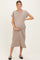 Beige Pocket Front Maternity Midi T-Shirt Dress