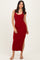 Burgundy Lace Trim Side Slit Tank Dress