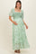 Mint Floral Chiffon Smocked Maternity Maxi Dress