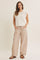 Camel Striped Cotton Barrel Leg Pants