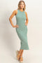 Green Striped Side Slit Tank Dress