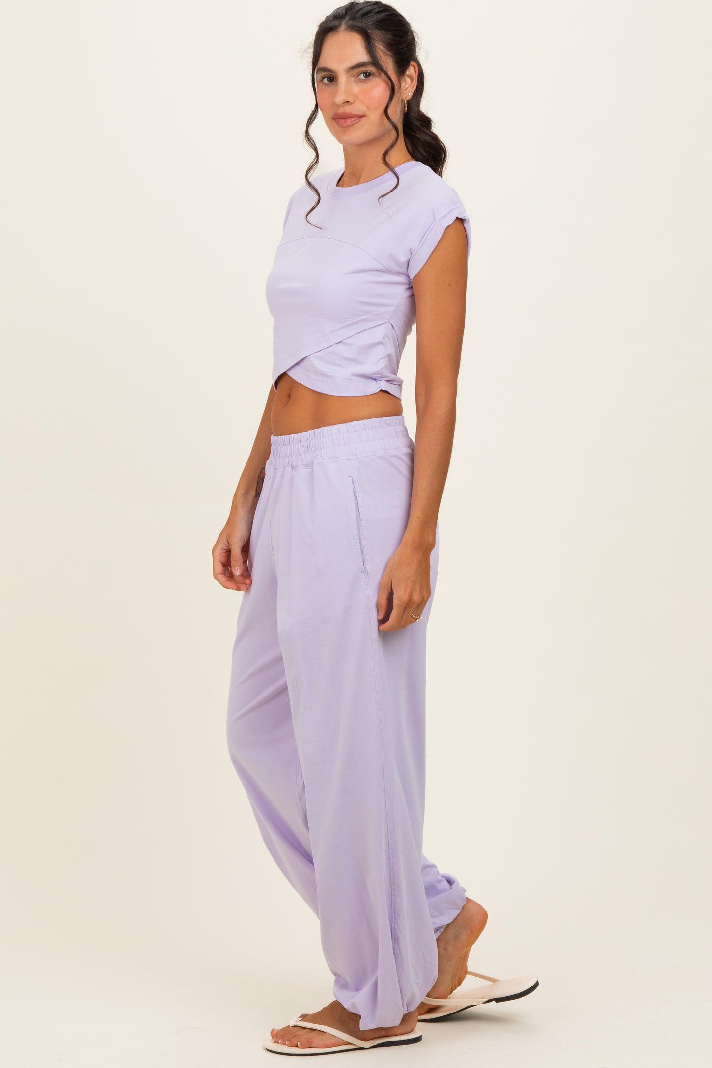 Lavender Cropped Tank Pant Set