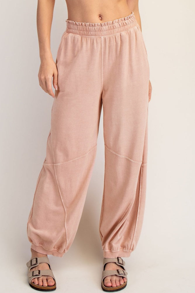 Dusty Pink Mineral Wash Terry Maternity Sweatpants