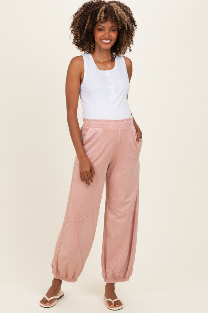 Dusty Pink Mineral Wash Terry Maternity Sweatpants