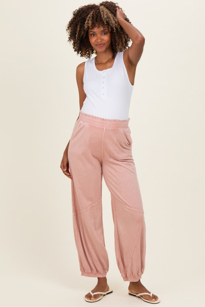 Dusty Pink Mineral Wash Terry Maternity Sweatpants