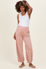 Dusty Pink Mineral Wash Terry Maternity Sweatpants