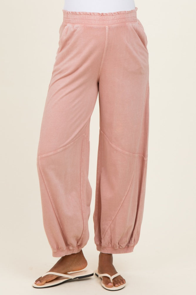 Dusty Pink Mineral Wash Terry Maternity Sweatpants