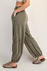 Olive Mineral Wash Terry Sweatpants