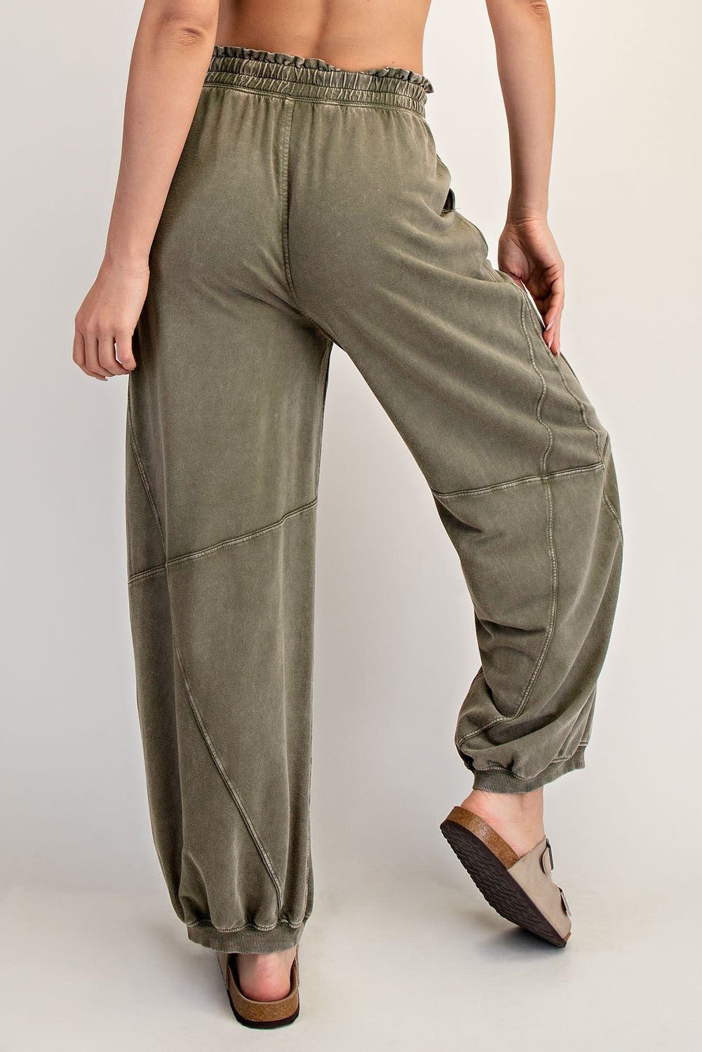 Olive Mineral Wash Terry Sweatpants