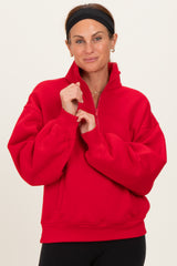 Red French Terry Quarter Zip Pullover