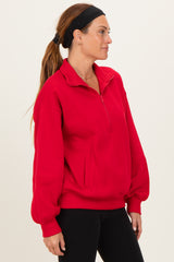 Red French Terry Quarter Zip Pullover