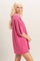 Fuchsia Oversized Mineral Wash T-Shirt