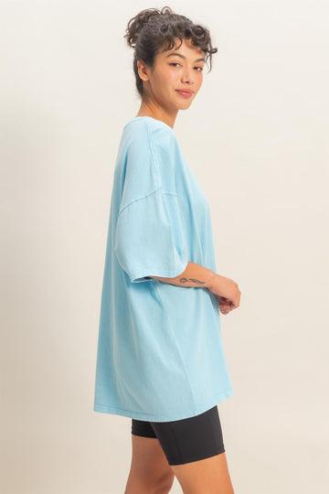 Light Blue Oversized Mineral Wash T-Shirt