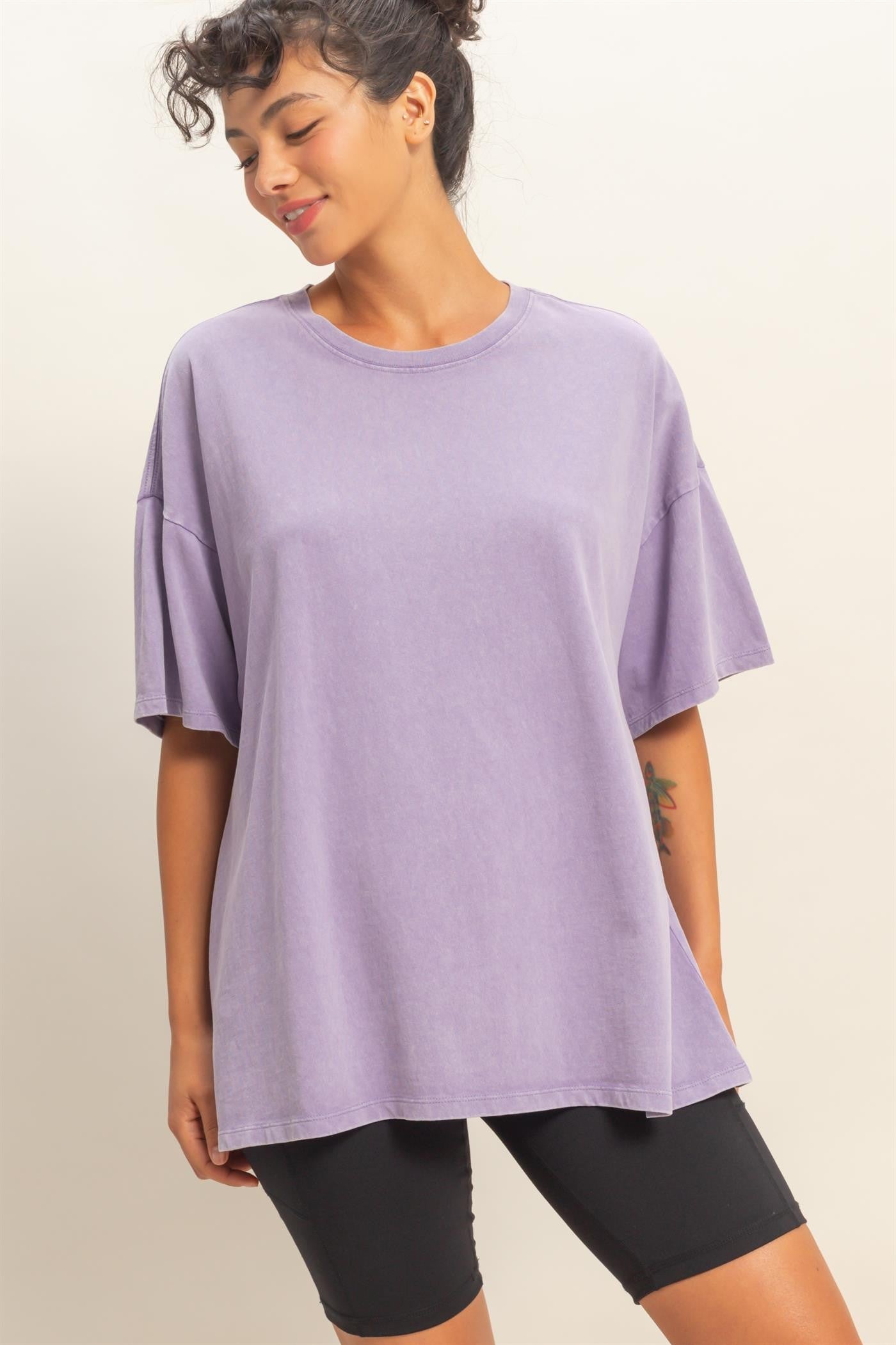 Dusty Purple Oversized Mineral Wash T-Shirt