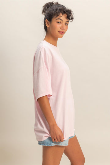 Soft Pink Oversized Mineral Wash T-Shirt