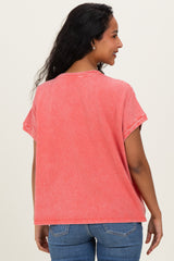 Fuchsia Mineral Wash Boxy Fit Maternity T-Shirt