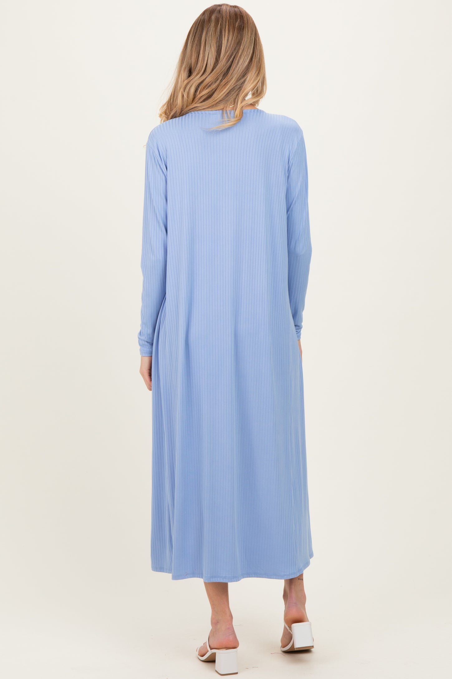 Blue Ribbed Cardigan 2 Piece Maternity Set