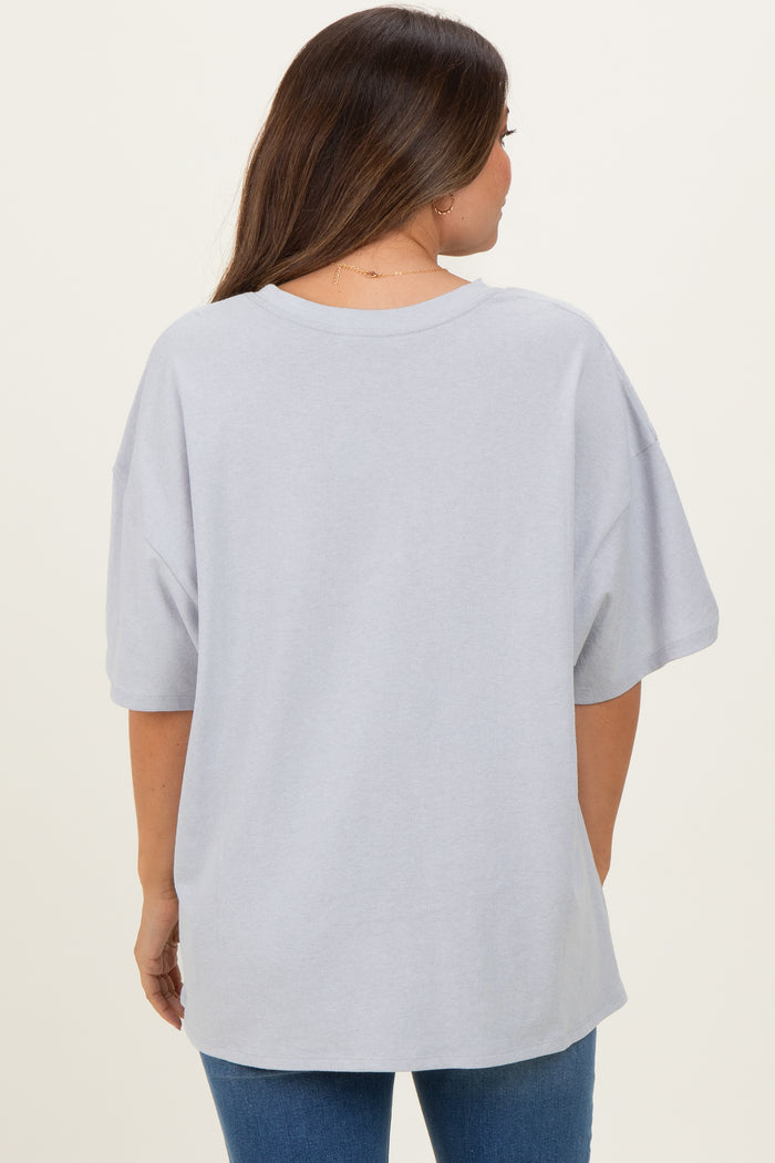 Heather Grey Cotton Oversized Maternity Tee