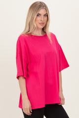 Hot Pink Cotton Oversized Tee