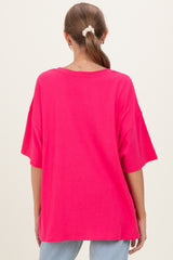 Hot Pink Cotton Oversized Maternity Tee